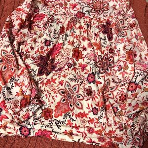 Loft Floral Print Women’s Skirt — Cream with Pink & Red Floral Pattern